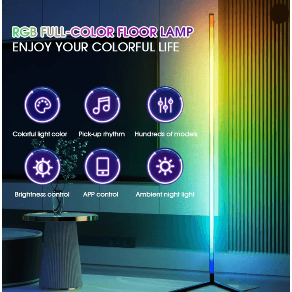 Smart RGB LED Corner Floor Lamp With Music Sync And App Control 1