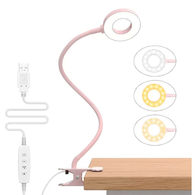 USB LED Clip On Desk Lamp Flexible Book Reading Light 3