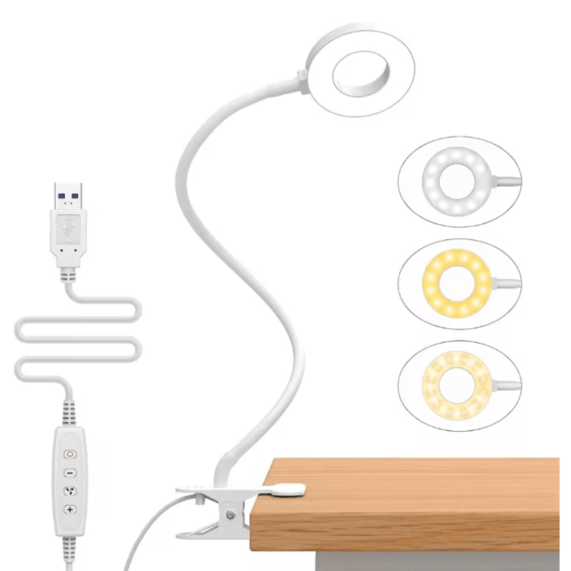 USB LED Clip On Desk Lamp Flexible Book Reading Light 4