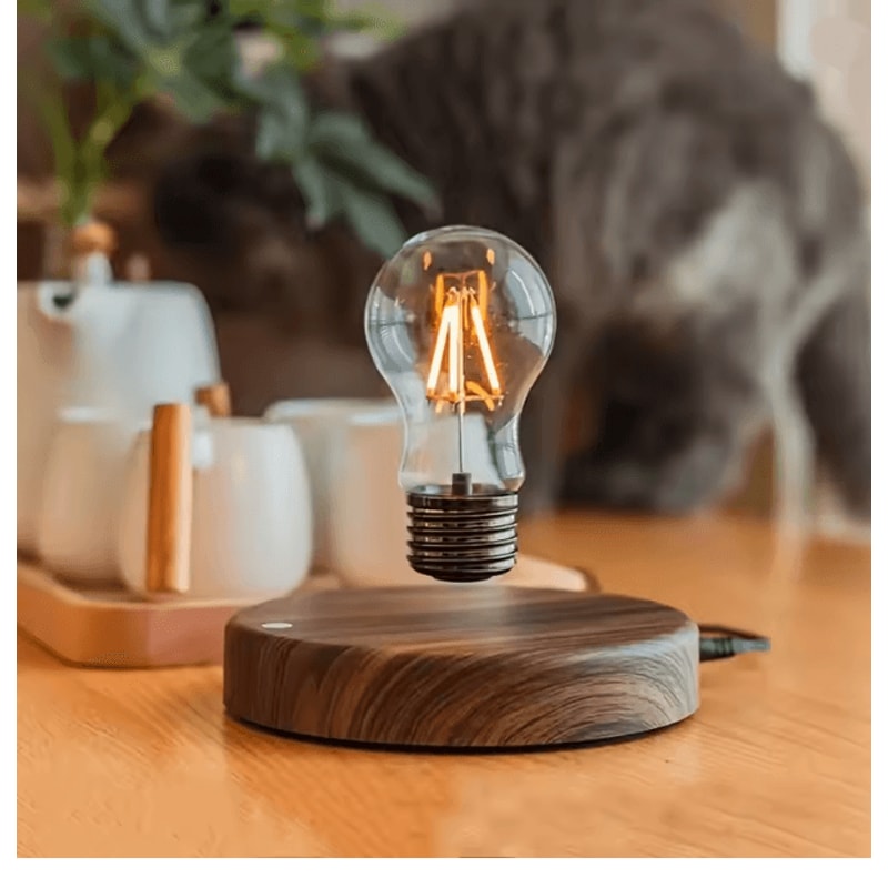 Levitating Moon Magnetic Floating Night Light 3D LED Lamp With Wooden Base 4