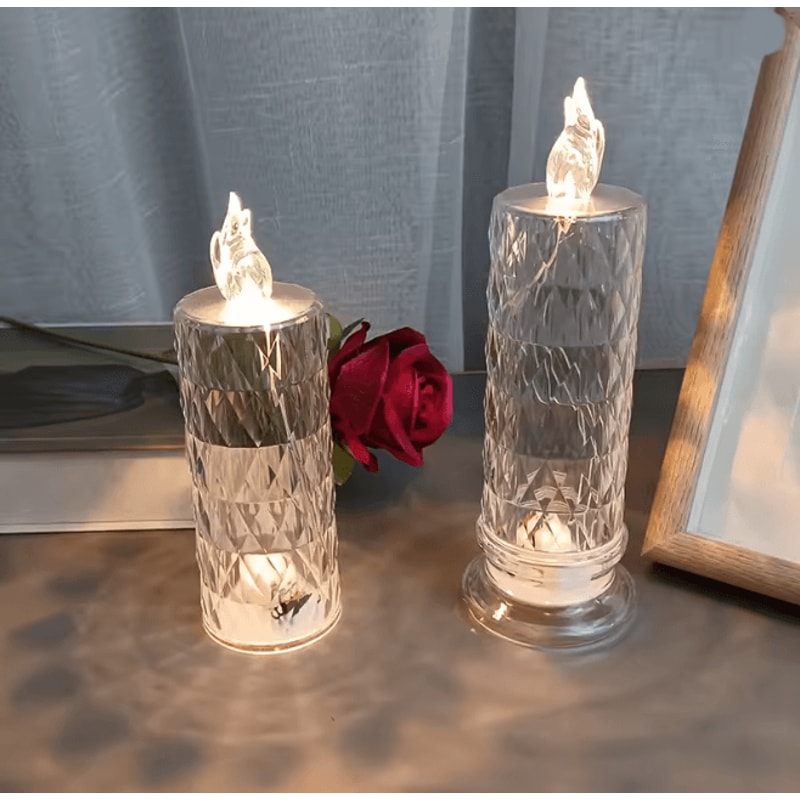 LED Crystal Rose Projection Table Lamp Romantic Diamond Night Light 1