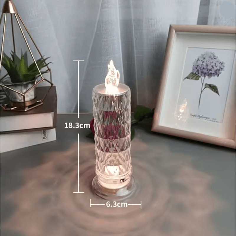 LED Crystal Rose Projection Table Lamp Romantic Diamond Night Light 3