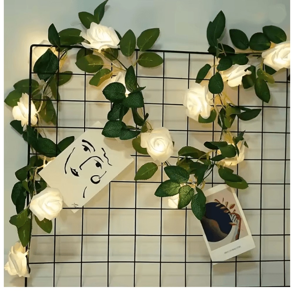 10 LED Rose Flower String Lights Battery Powered Romantic Garland 3