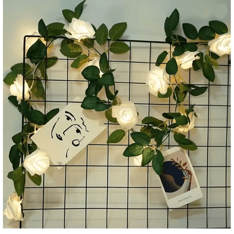 10 LED Rose Flower String Lights Battery Powered Romantic Garland 3