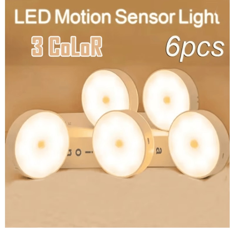 USB Rechargeable Motion Sensor LED Night Light Wireless Closet And Cabinet Lamp 0