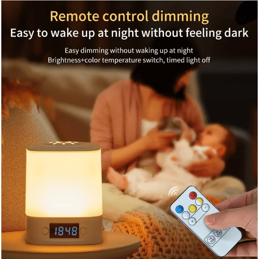 Rechargeable LED Night Light With Time Display Adjustable Bedside Lamp 1