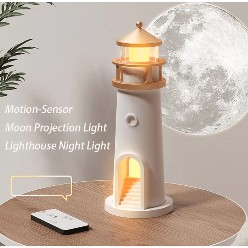 Moon Projection Lighthouse Lamp With Bluetooth Music And Remote Control 0