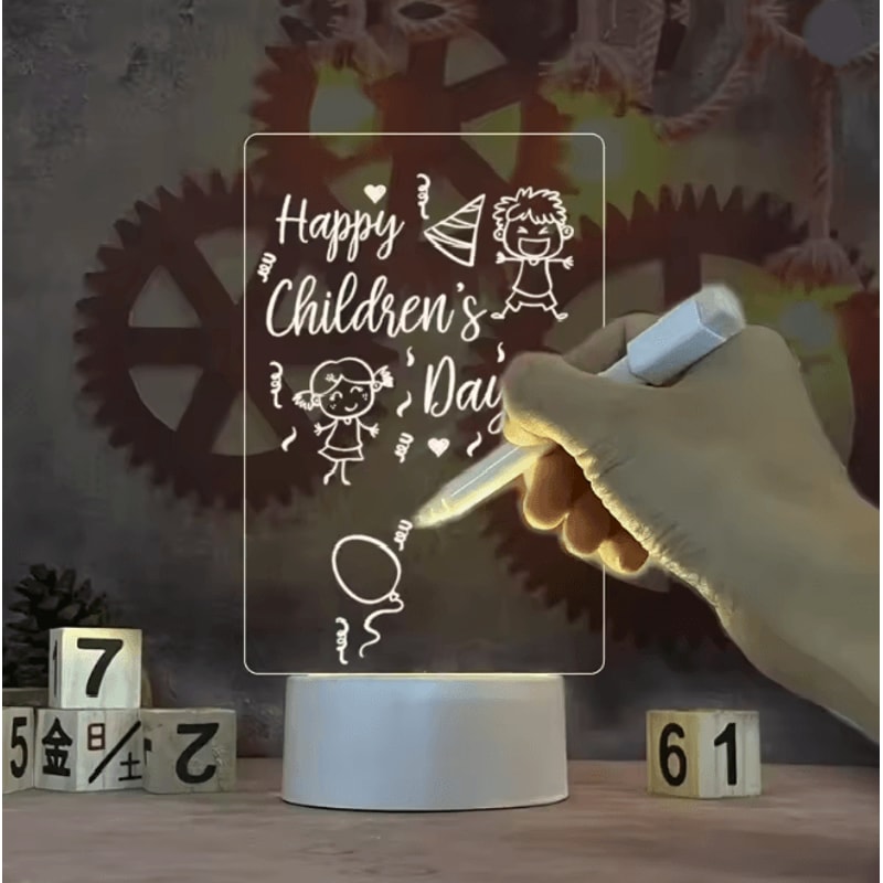 LED Handwritten Message Board Night Light USB Rechargeable Rewritable Note Lampde 5