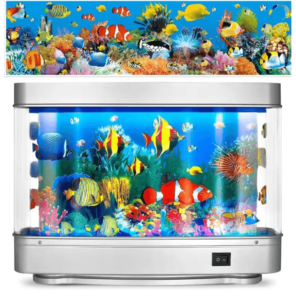 Ocean Aquarium Decorative Lamp Virtual Moving Fish Night Light 0