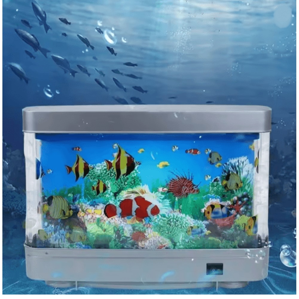 Ocean Aquarium Decorative Lamp Virtual Moving Fish Night Light 2