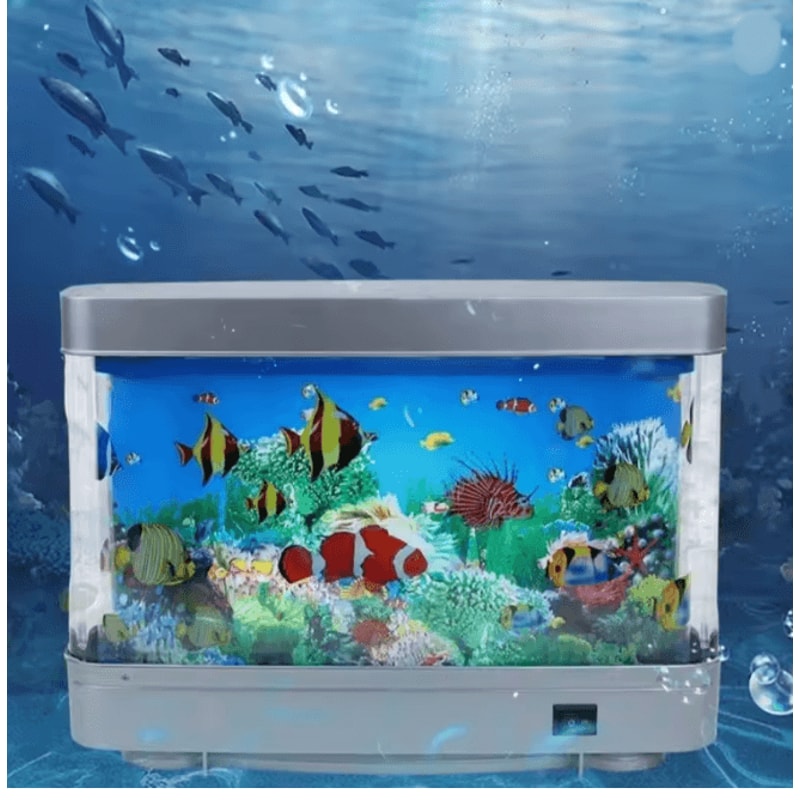 Ocean Aquarium Decorative Lamp Virtual Moving Fish Night Light 2