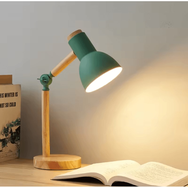 Nordic Wooden LED Table Lamp Adjustable Head Eye Protection Desk Light 6