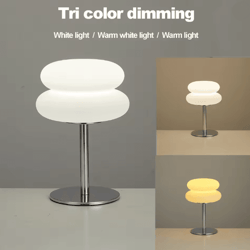 creamy style bedside table lamp usb plug tri color dimming