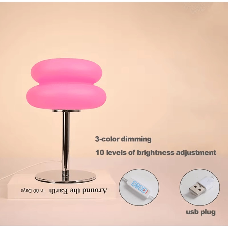 Creamy Style Bedside Table Lamp USB Plug Tri Color Dimming 5