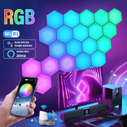rgb intelligent hexagonal wall lamp music sync app control light panels