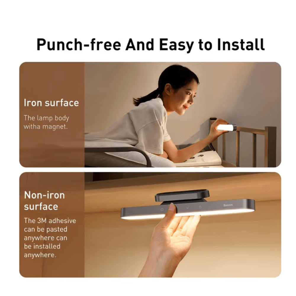 Baseus Magnetic Hanging Desk Light Rechargeable LED Stepless Dimming Lamp 1