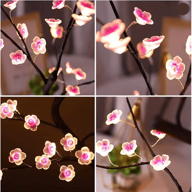 Cherry Blossom Bonsai LED Tree Night Light USB Touch Table Lamp 1
