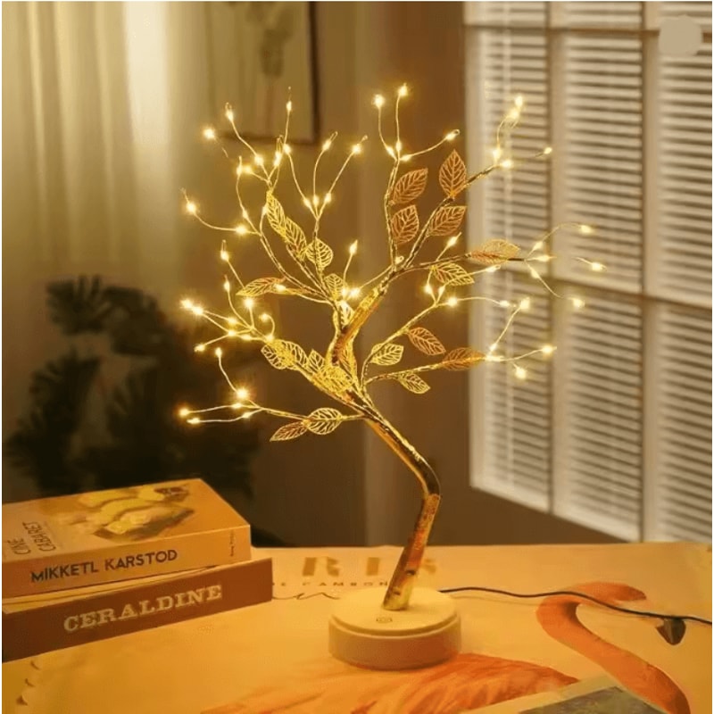 Cherry Blossom Bonsai LED Tree Night Light USB Touch Table Lamp 5