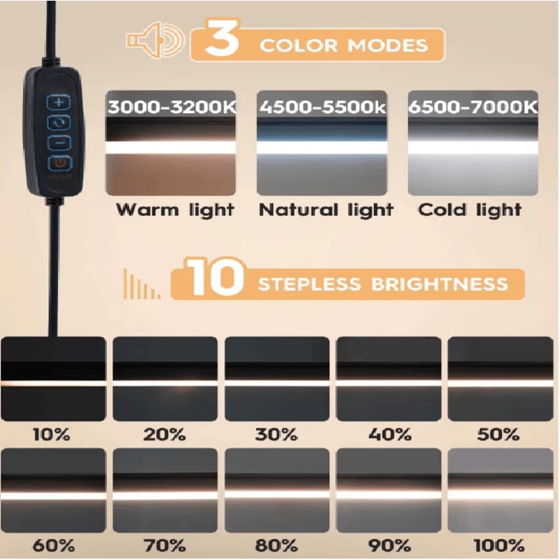 10W LED Desk Lamp With Clamp Swing Arm Dimmable Eye Caring Light 2