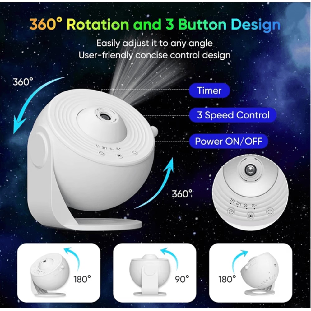 Galaxy Starry Sky Projector Night Light 360 Degree Rotating Planetarium Lamp 2