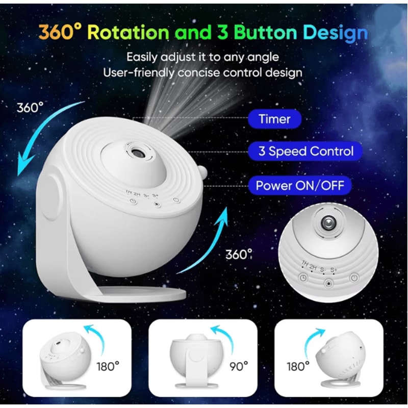 Galaxy Starry Sky Projector Night Light 360 Degree Rotating Planetarium Lamp 2