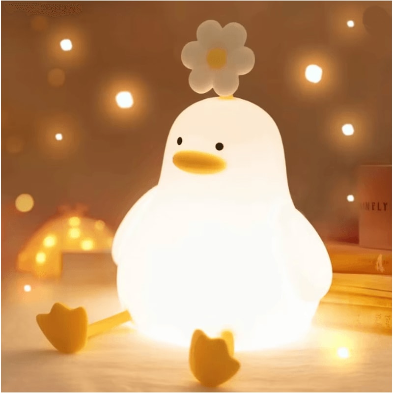 Cute Duck LED Night Light USB Rechargeable Silicone Touch Lamp 1