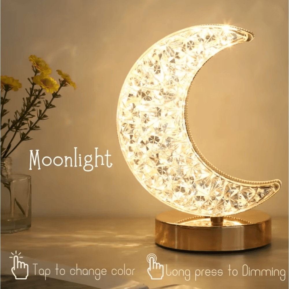 Bedroom Crystal Touch Dimming Night Light Girls Room Home Decor Aesthetics USB Bedside LED Ambient 0