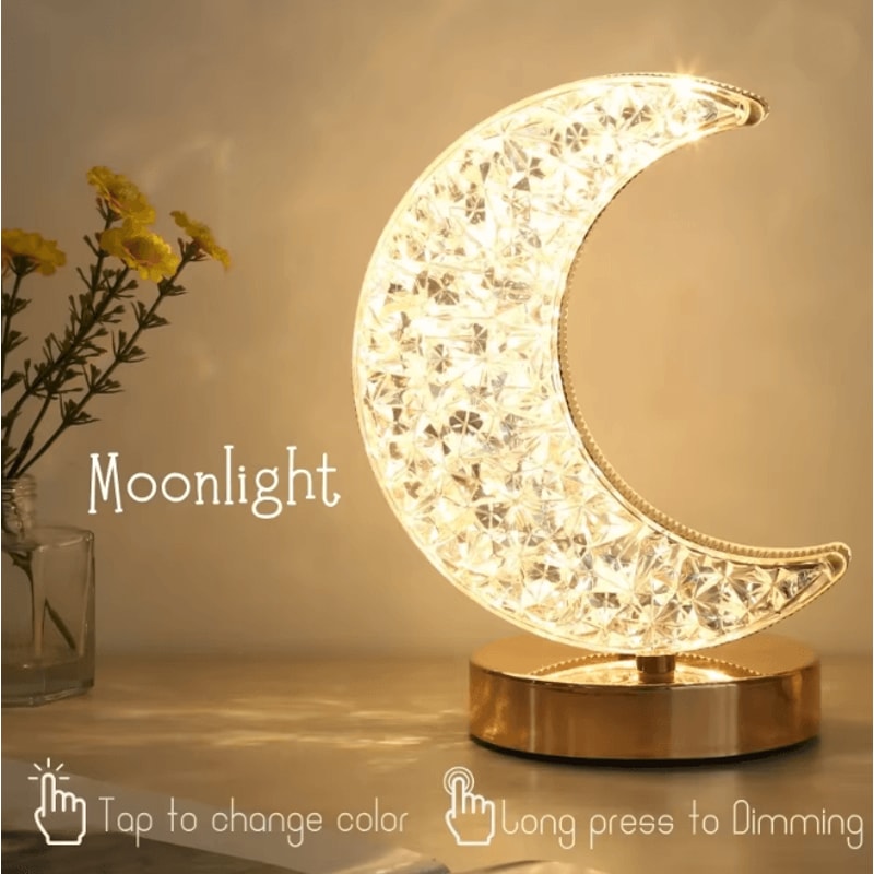 Bedroom Crystal Touch Dimming Night Light Girls Room Home Decor Aesthetics USB Bedside LED Ambient 0