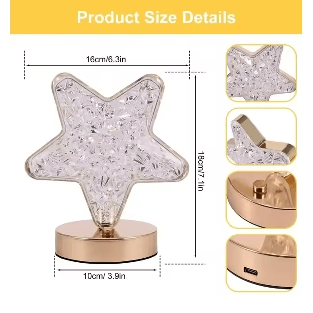 Bedroom Crystal Touch Dimming Night Light Girls Room Home Decor Aesthetics USB Bedside LED Ambient 5