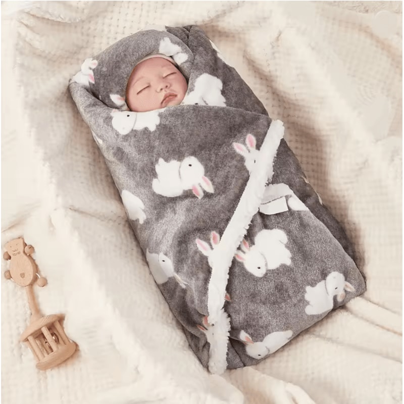 SnuggleNest Winter Baby Blanket Fleece Swaddle Wrap 3