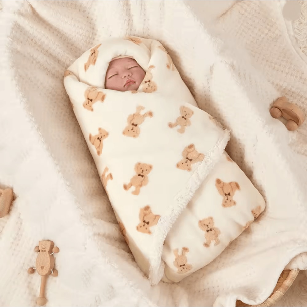 SnuggleNest Winter Baby Blanket Fleece Swaddle Wrap 4