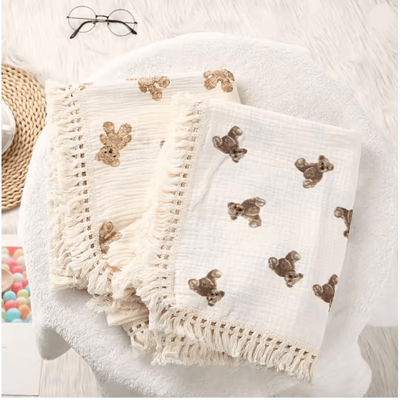 CuddleBear Muslin Baby Blanket Cotton Newborn Swaddle 3