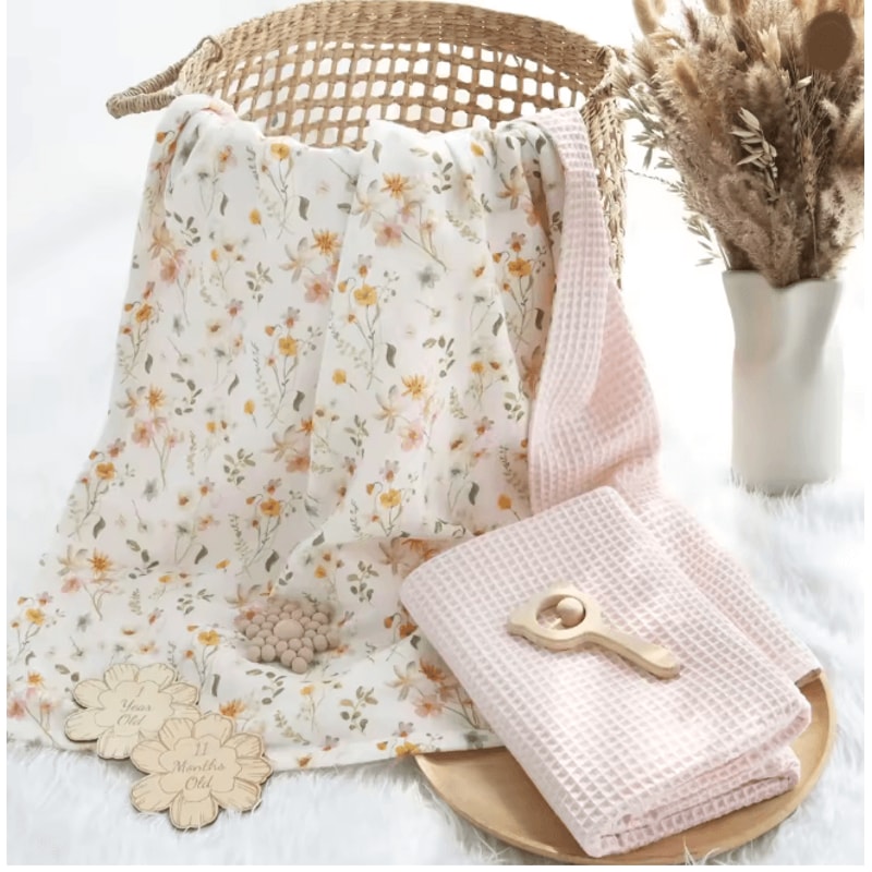 BambooCotton Muslin Swaddle Blanket Super Soft Newborn Wrap 1