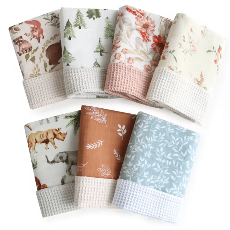 BambooCotton Muslin Swaddle Blanket Super Soft Newborn Wrap 2