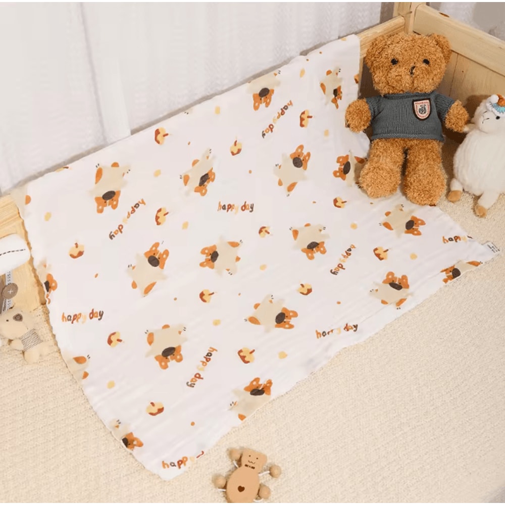 PureGauze Cotton Baby Bath Towel Four Layer Muslin Swaddle Blanket 4