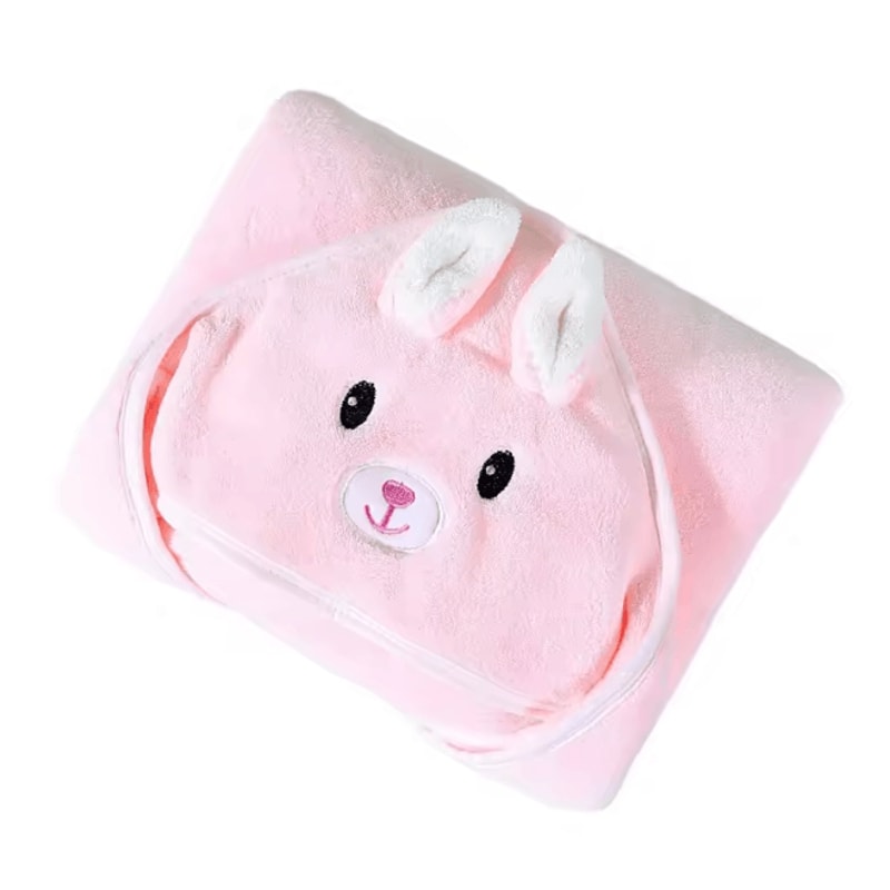 SnuggleHood Coral Fleece Baby Bath Towel Hooded Swaddle Wrap 1
