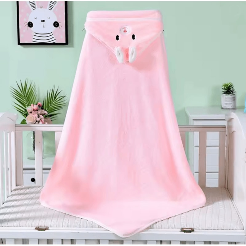 SnuggleHood Coral Fleece Baby Bath Towel Hooded Swaddle Wrap 3