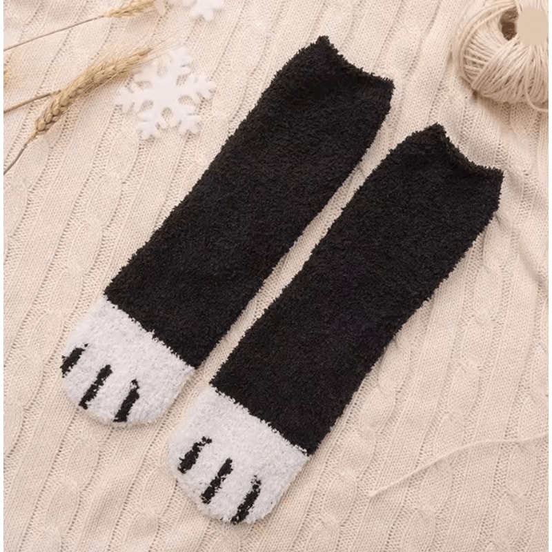 CozyPaws Women Winter Fuzzy Cat Paw Socks 4