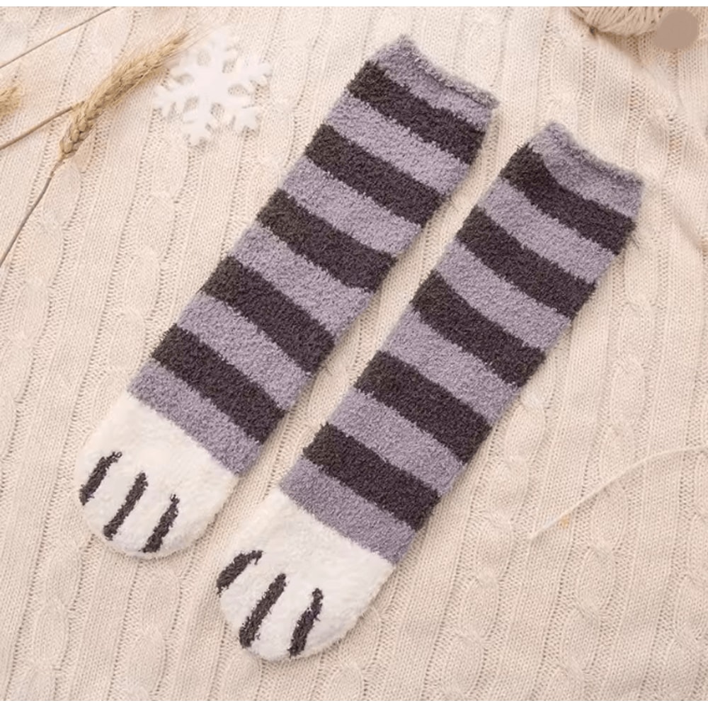 CozyPaws Women Winter Fuzzy Cat Paw Socks 6