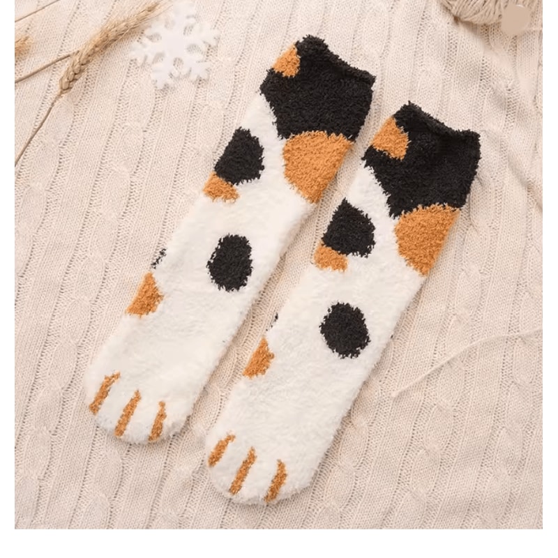 CozyPaws Women Winter Fuzzy Cat Paw Socks 8