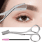 PrecisionPro Stainless Steel Eyebrow Scissors With Comb 0