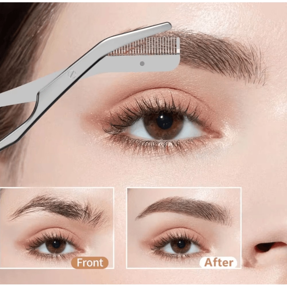 PrecisionPro Stainless Steel Eyebrow Scissors With Comb 1