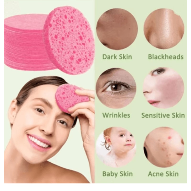 PureFoam Natural Wood Pulp Face Cleansing Sponge Set 3