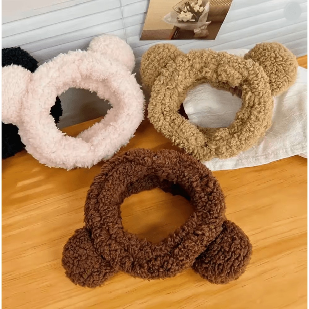 CozyBear Plush Makeup Headband For Face Washing And Skincare 1