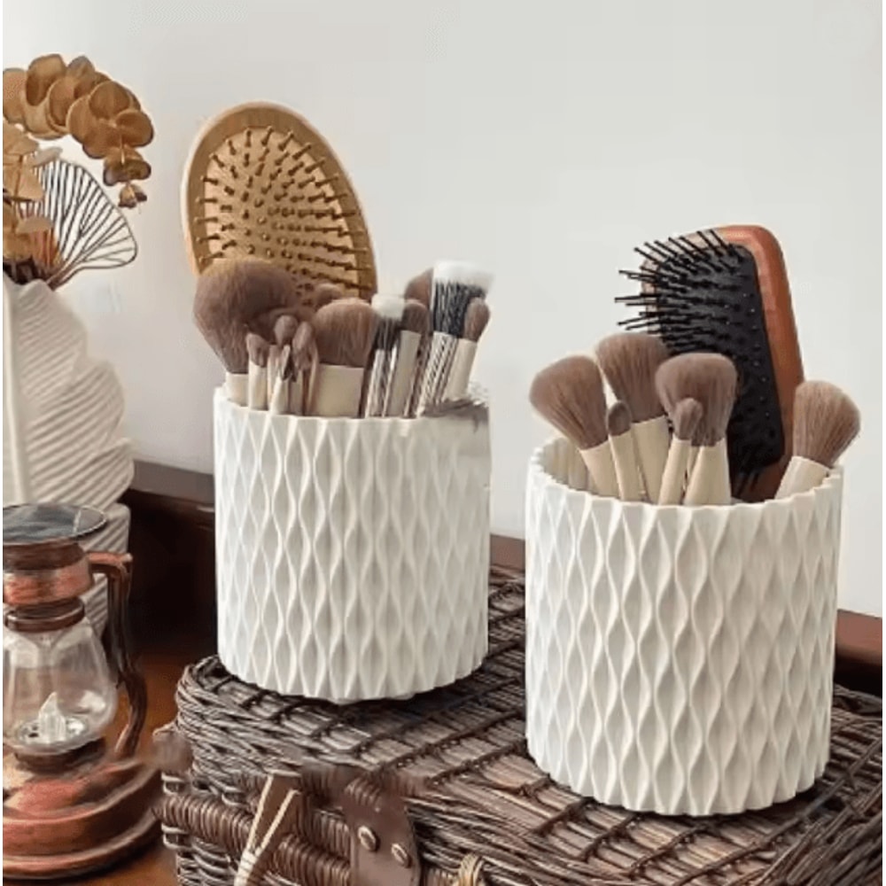 GlamSpin 360 Rotating Makeup Brush Organizer With Large Capacity 0