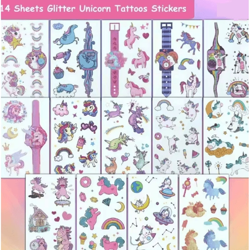 SparkleMagic Unicorn Temporary Tattoo Kit For Kids Parties And Play 3
