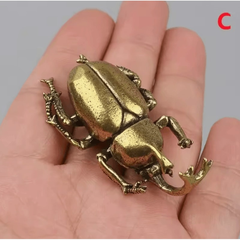 AuroraCraft Solid Brass Beetle Ornament Tea Pet Figurine 4