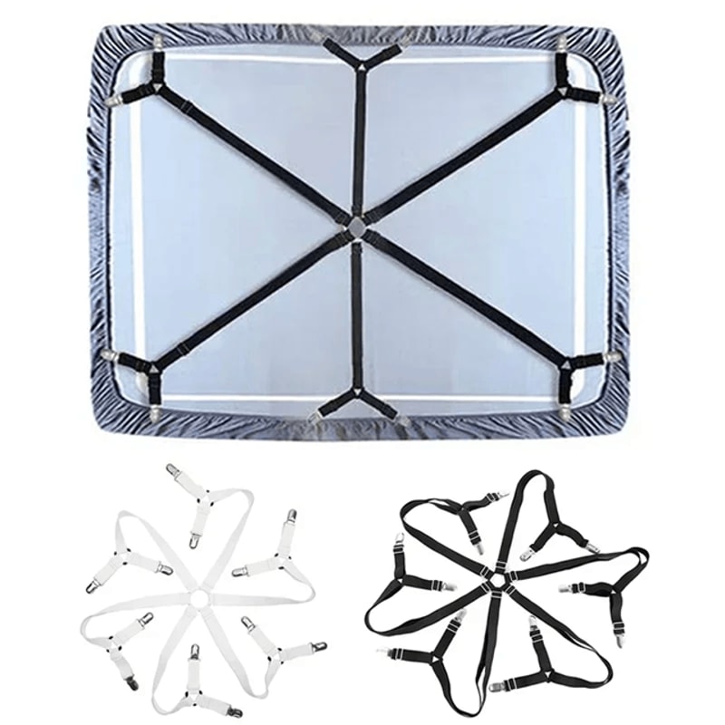 Adjustable Bed Sheet Holder Straps With Elastic Clips 1