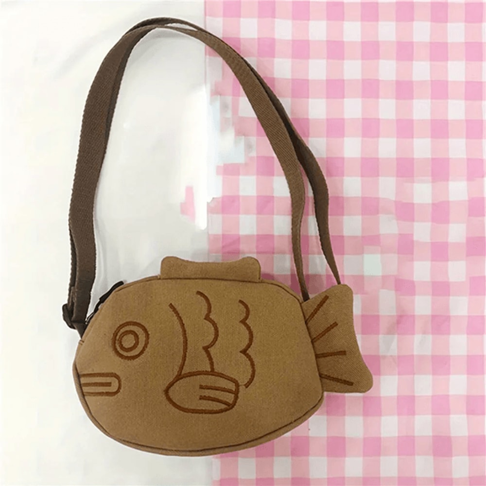Cute Fish Shape Canvas Crossbody Messenger Bag 0