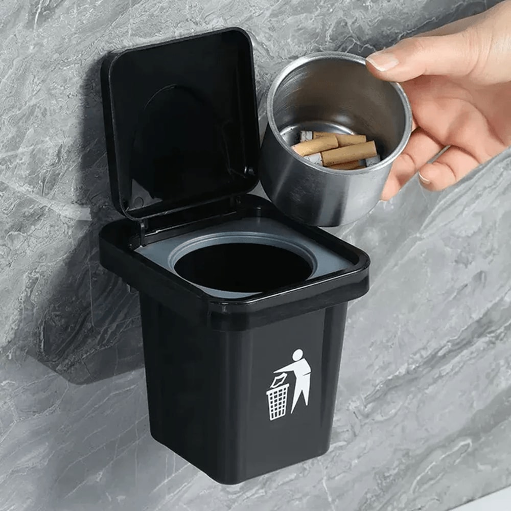 Wall Mounted Ashtray With Hole Free Adhesive Design 2
